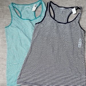 Old Navy Women's Tank Tops - Navy And Green Stripes